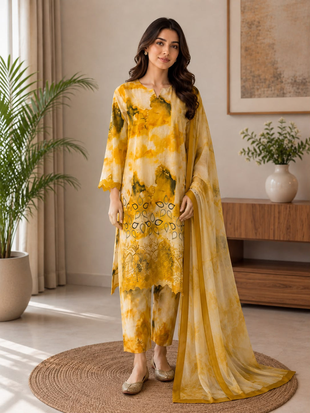HS-105 3 Pieces Suit - Stitched Embrioded