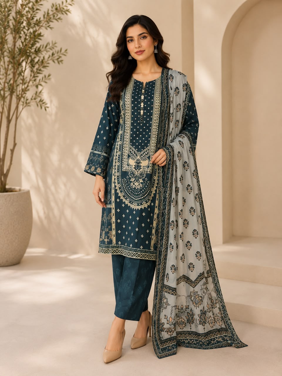 HS-113 3 Pieces Suit - Stitched