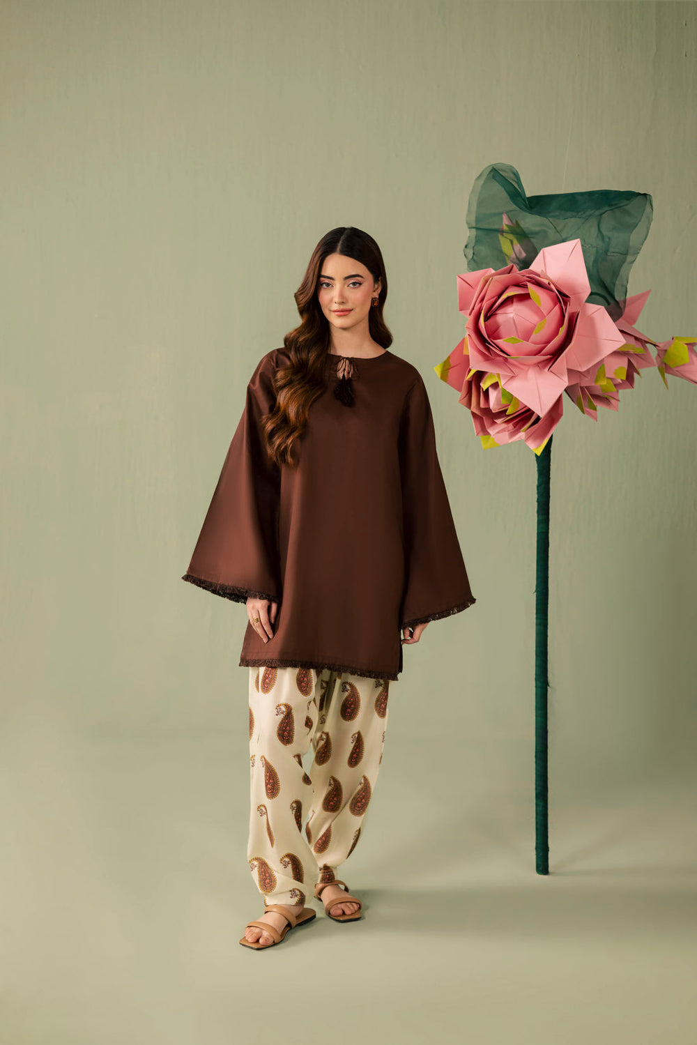 2PC Printed Solid Shalwar Kameez - AZ14