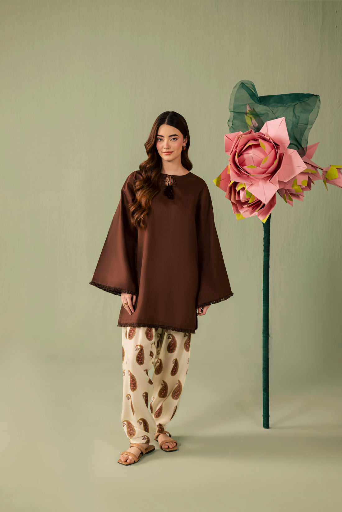 2PC Printed Solid Shalwar Kameez - AZ14