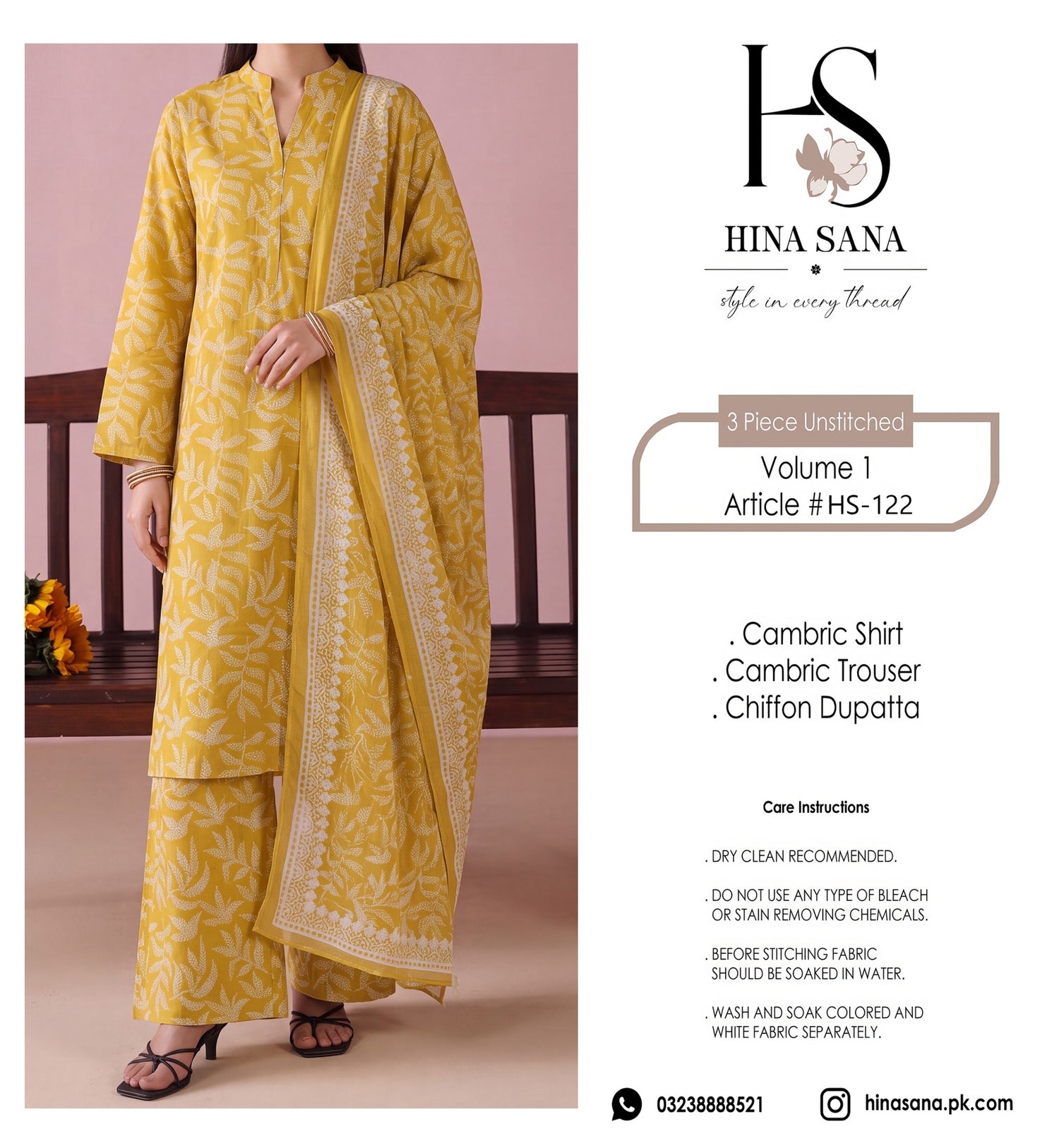 HS-122 3 Pieces Suit - Stitched